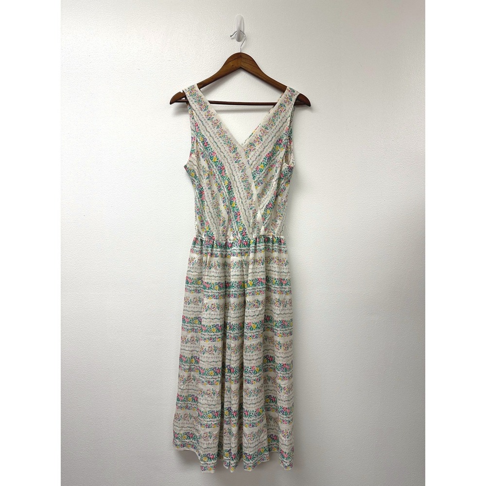Vintage Jeanne Durrell V-Neck Fit & Flare Floral Sundress 14‎